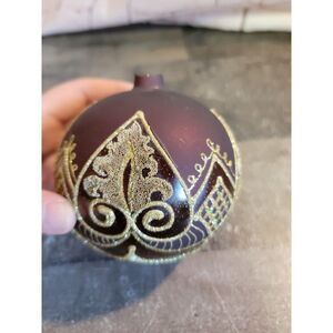 Large brown gold AS IS Ball glass blown glass ornament Xmas decor